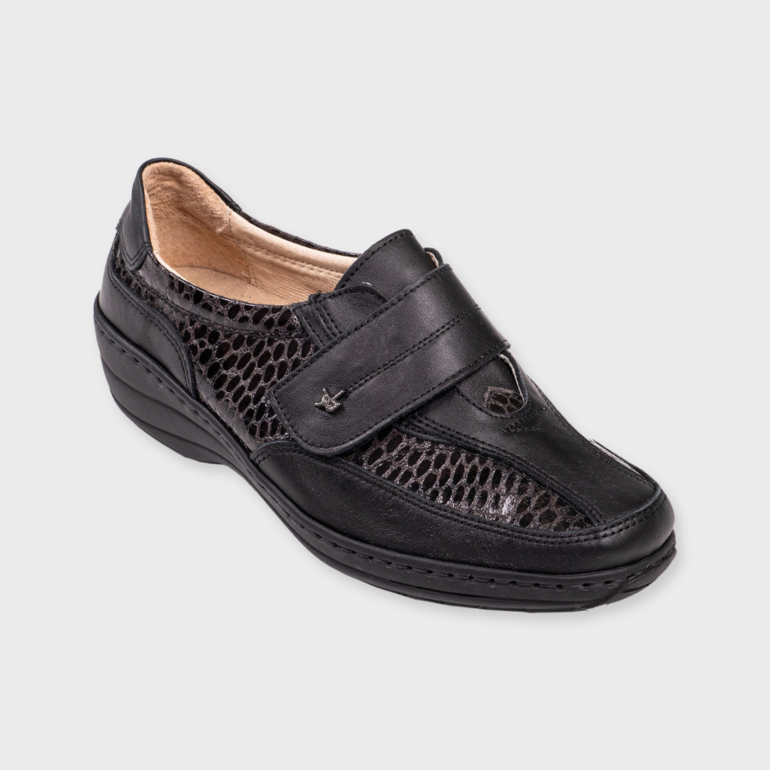 Pantofi din piele GRETA , cu baretă reglabilă cu Velcro