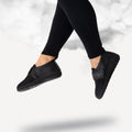 Pantofi medicali elastici GEORGIA cu brant tech-pur® detașabil pentru picioare umflate și hallux valgus - Negru Iguana
